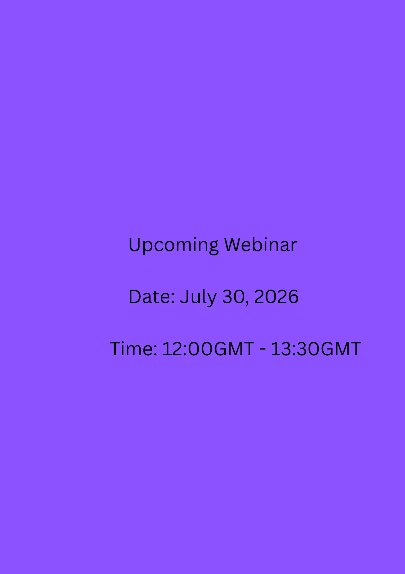 Upcoming Webinar