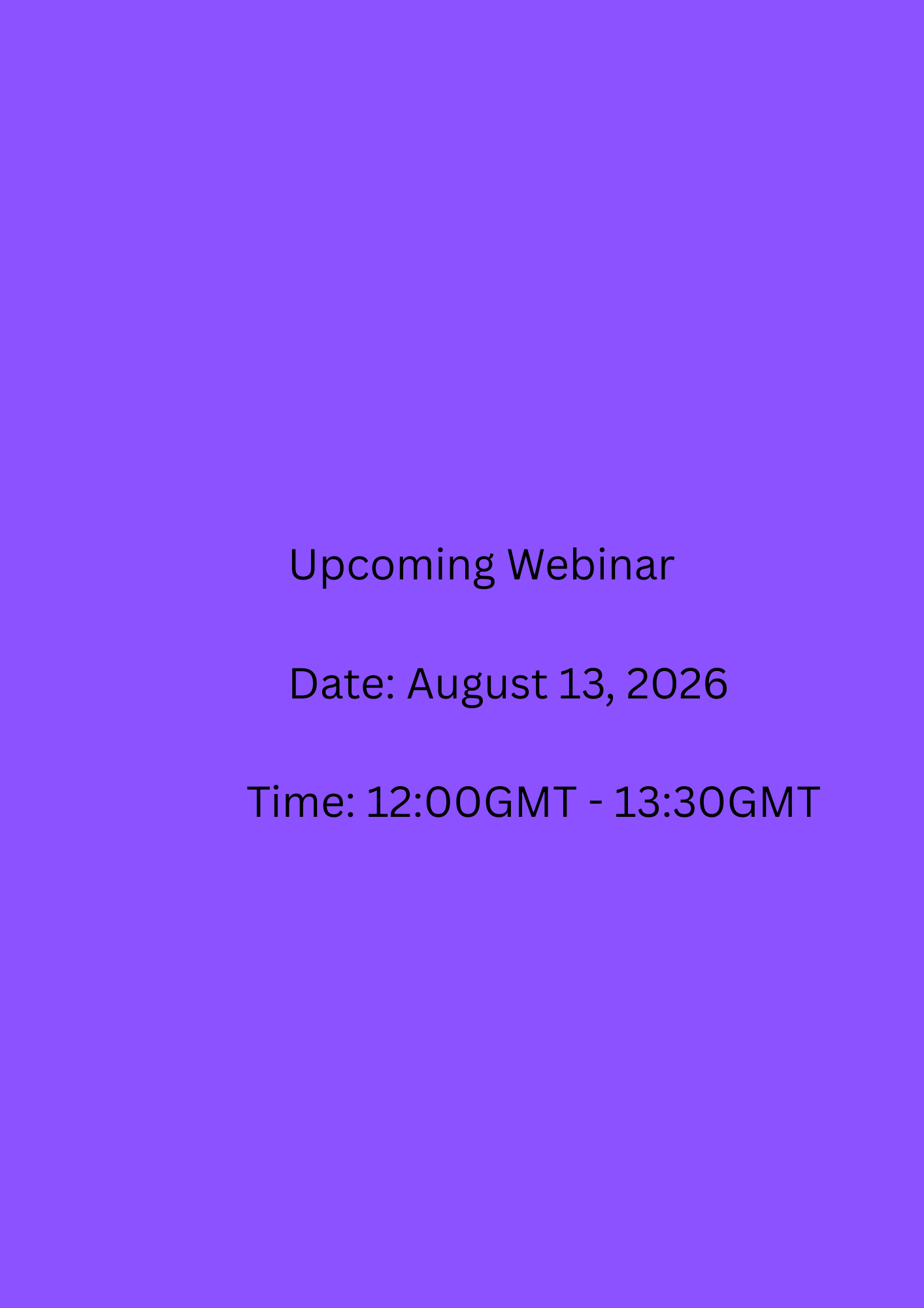 Upcoming Webinar