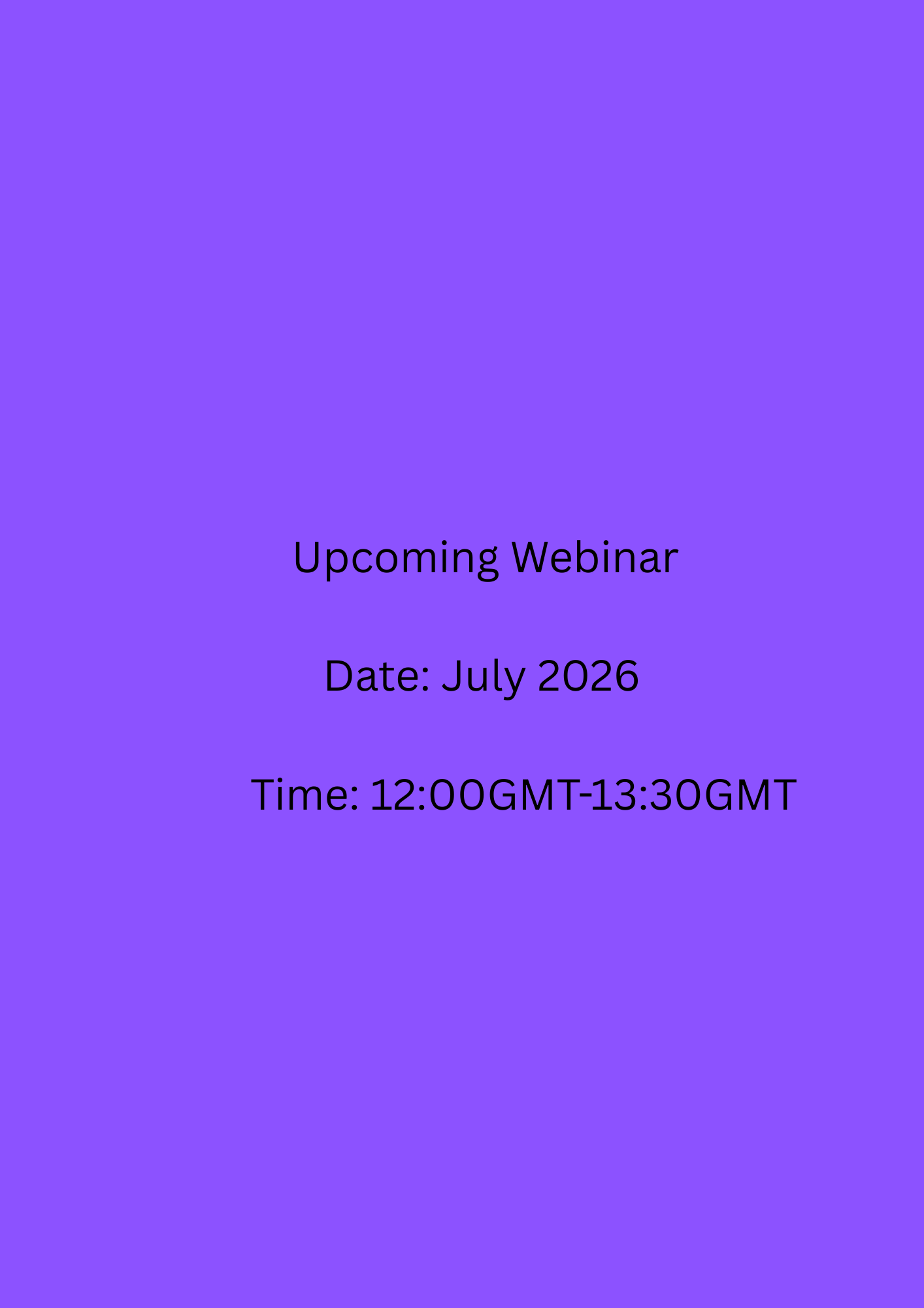 Upcoming Webinar